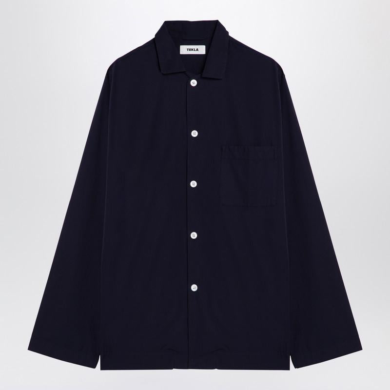 Tekla Navy Pyjama Shirt