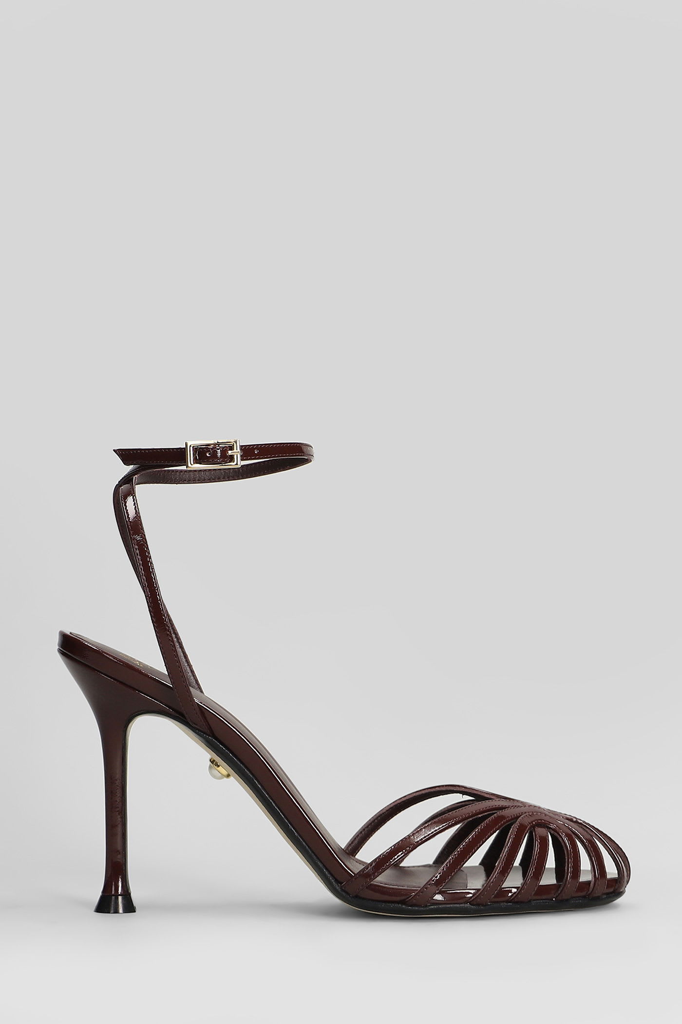 Alevì Ally 95 Sandals In Bordeaux Patent Leather