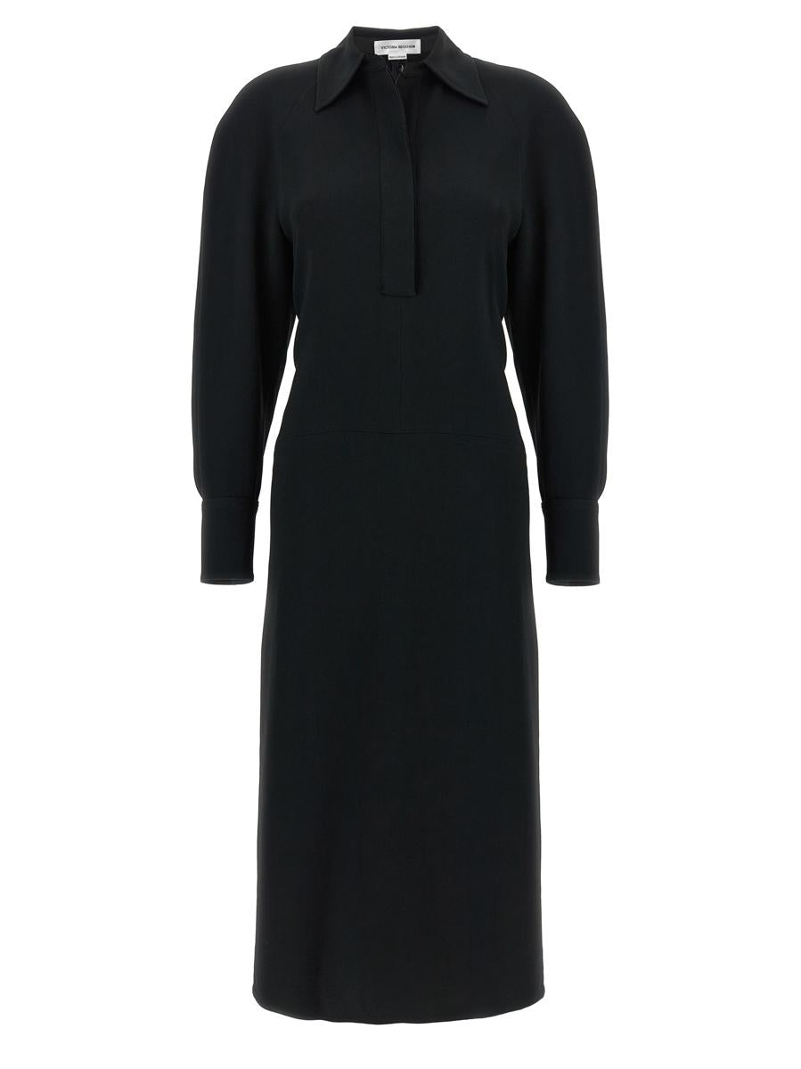 Victoria Beckham 'Long Sleeve Polo Collar Midi' Dress