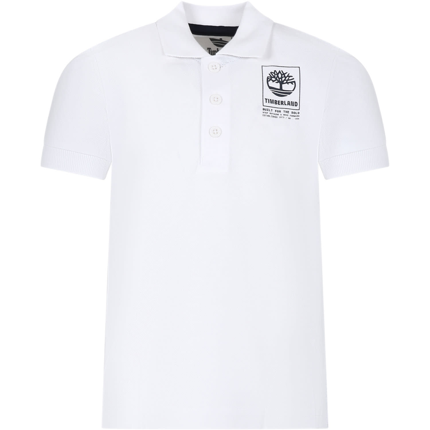 Timberland White Polo Shirt For Boy With Logo