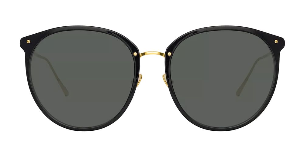 Linda Farrow Kings - Black / Yellow Gold Sunglasses