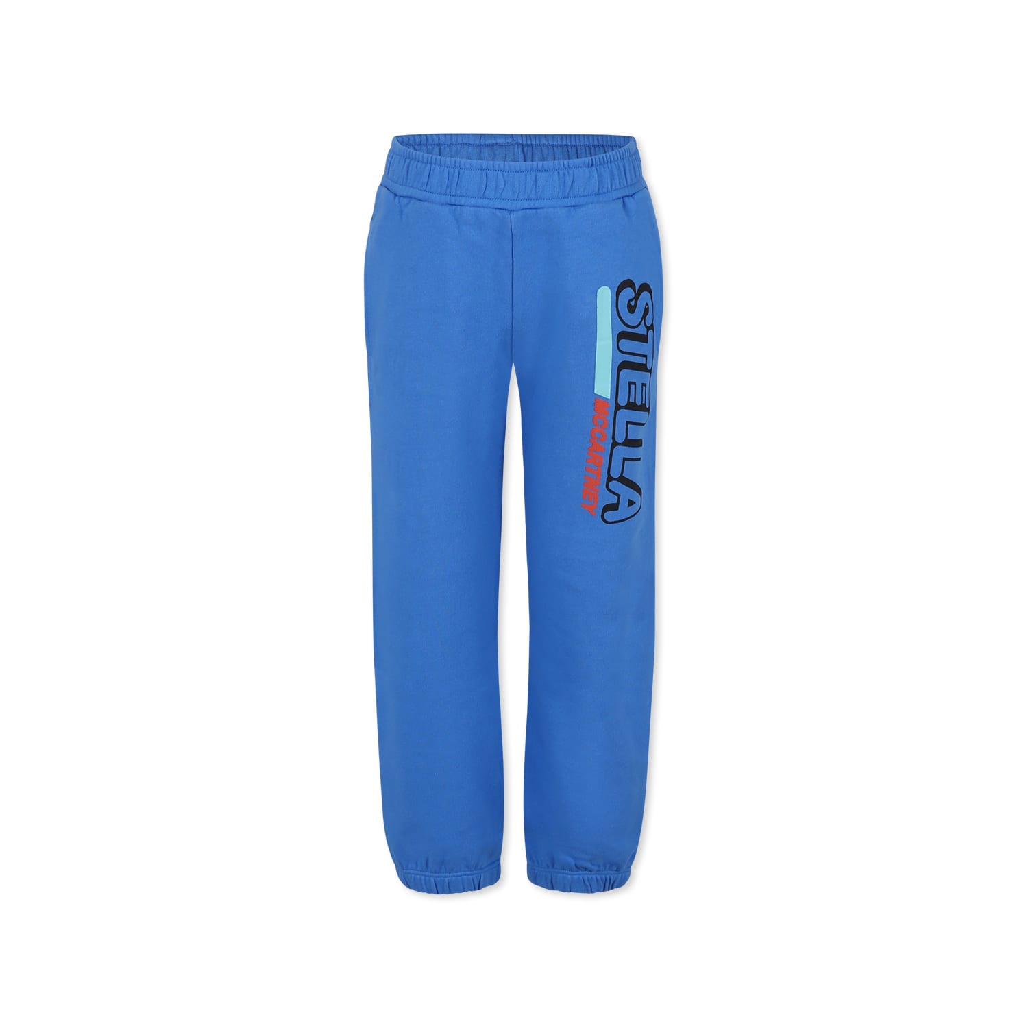 Stella McCartney Kids Light Blue Trousers For Boy With Logo