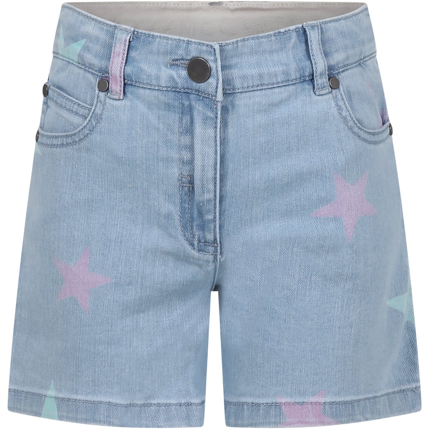 Stella McCartney Kids Denim Shorts For Girl With All-over Stars