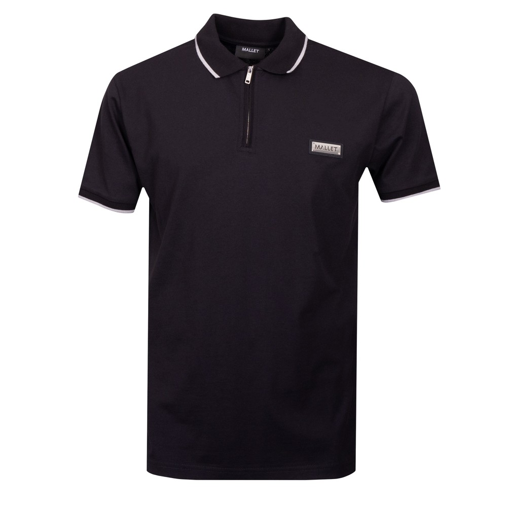 Plaque Logo Tipped Zip Polo Shirt