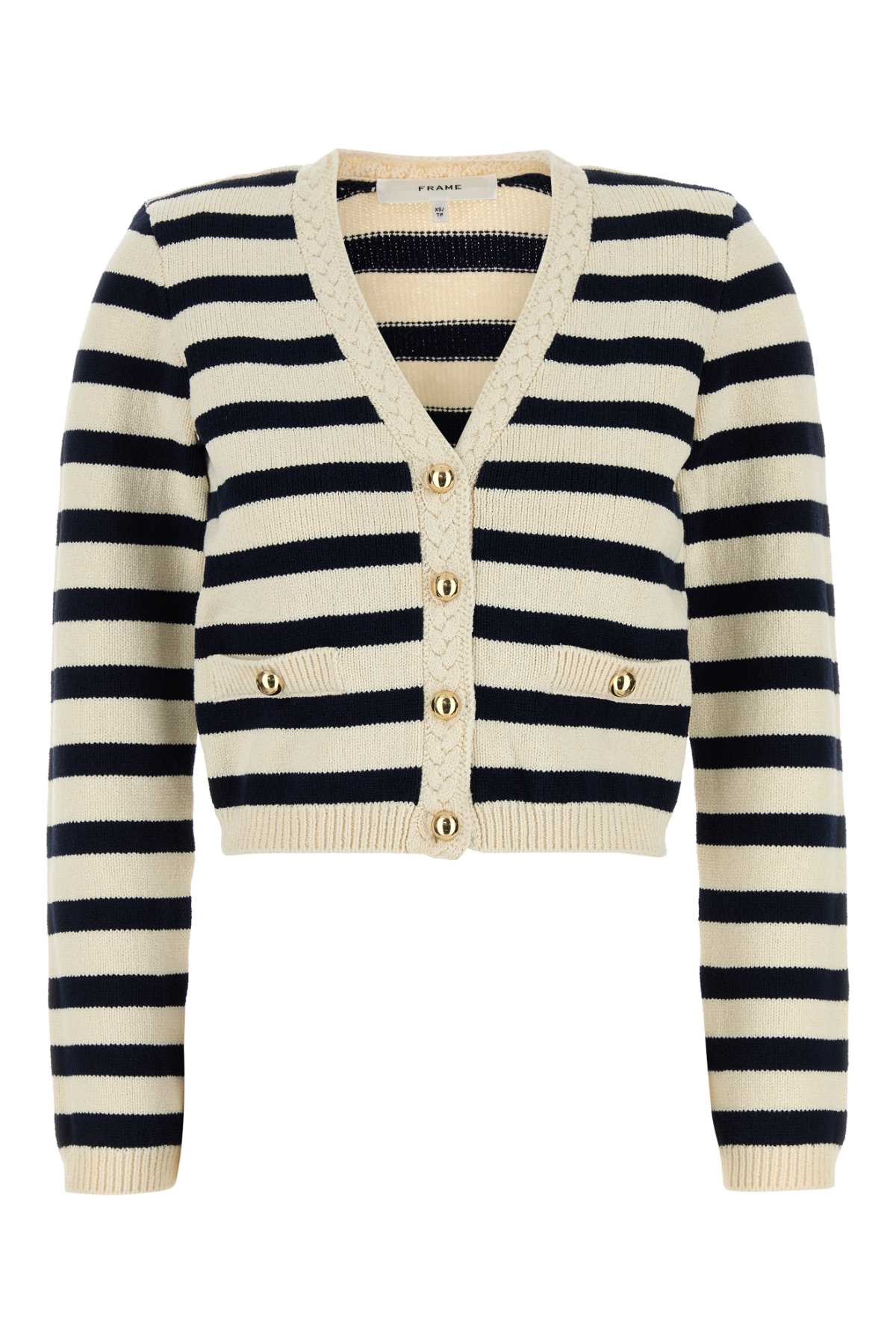 Frame Embroidered Cotton Blend Cardigan