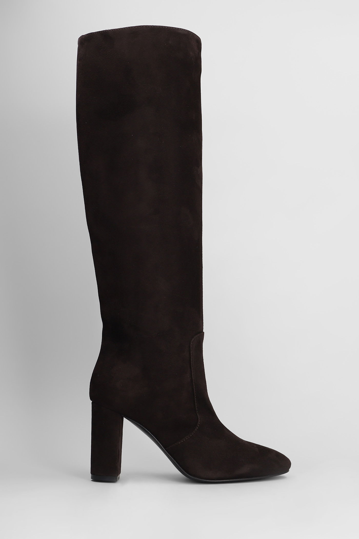 Via Roma 15 High Heels Boots In Dark Brown Suede