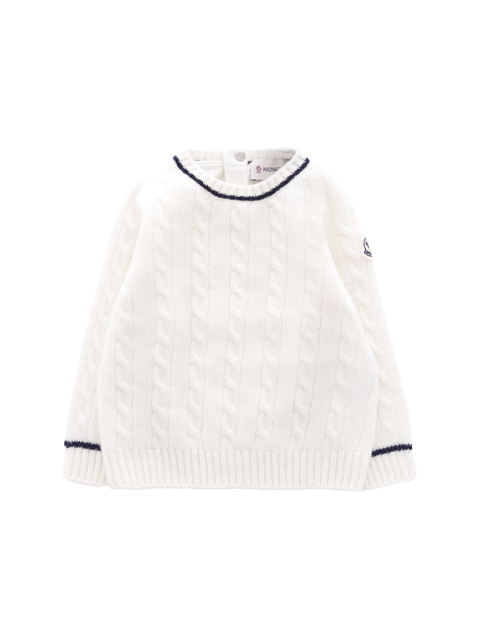 Moncler White Sweater For Babykids With Logo