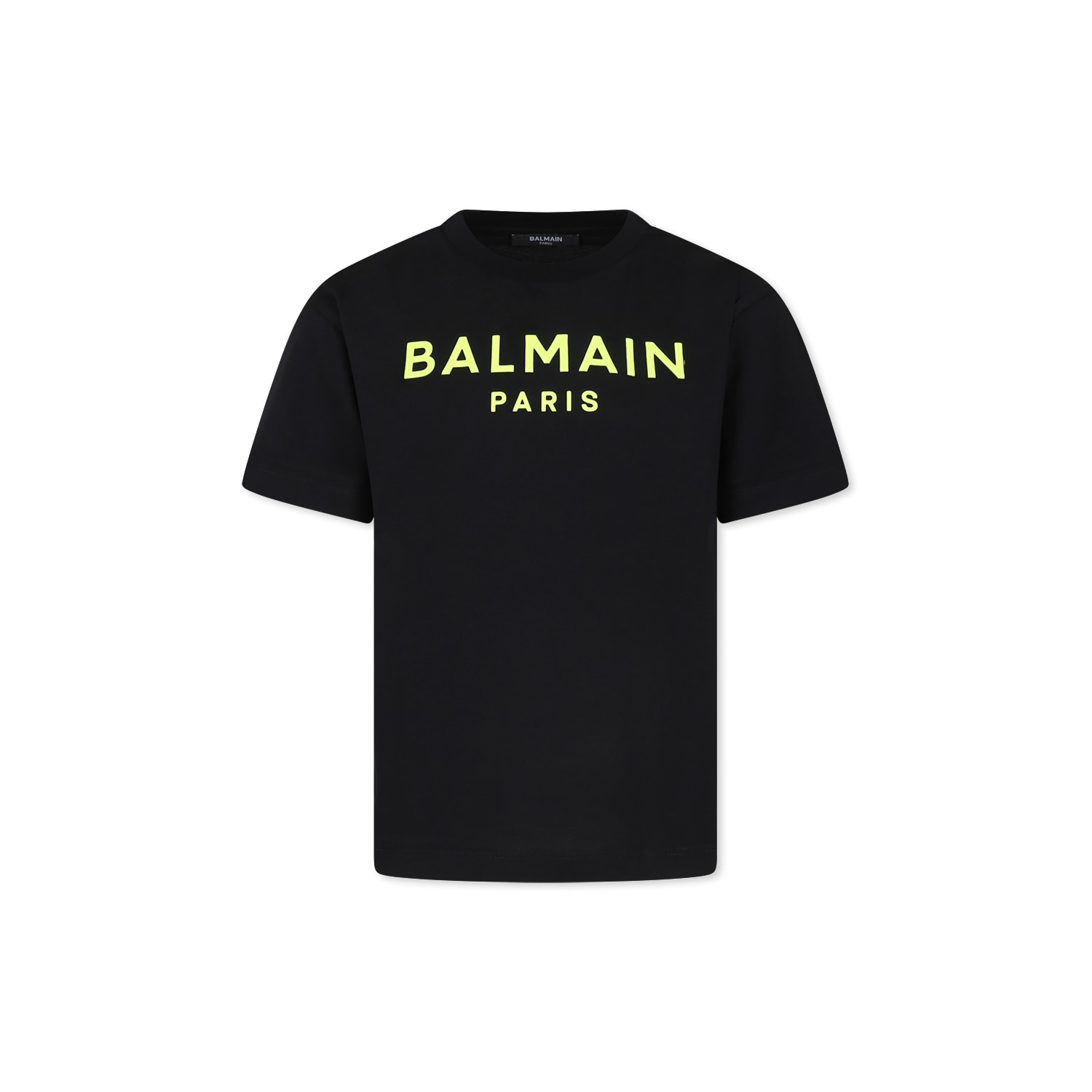 Balmain Black T-shirt For Kids With Logo