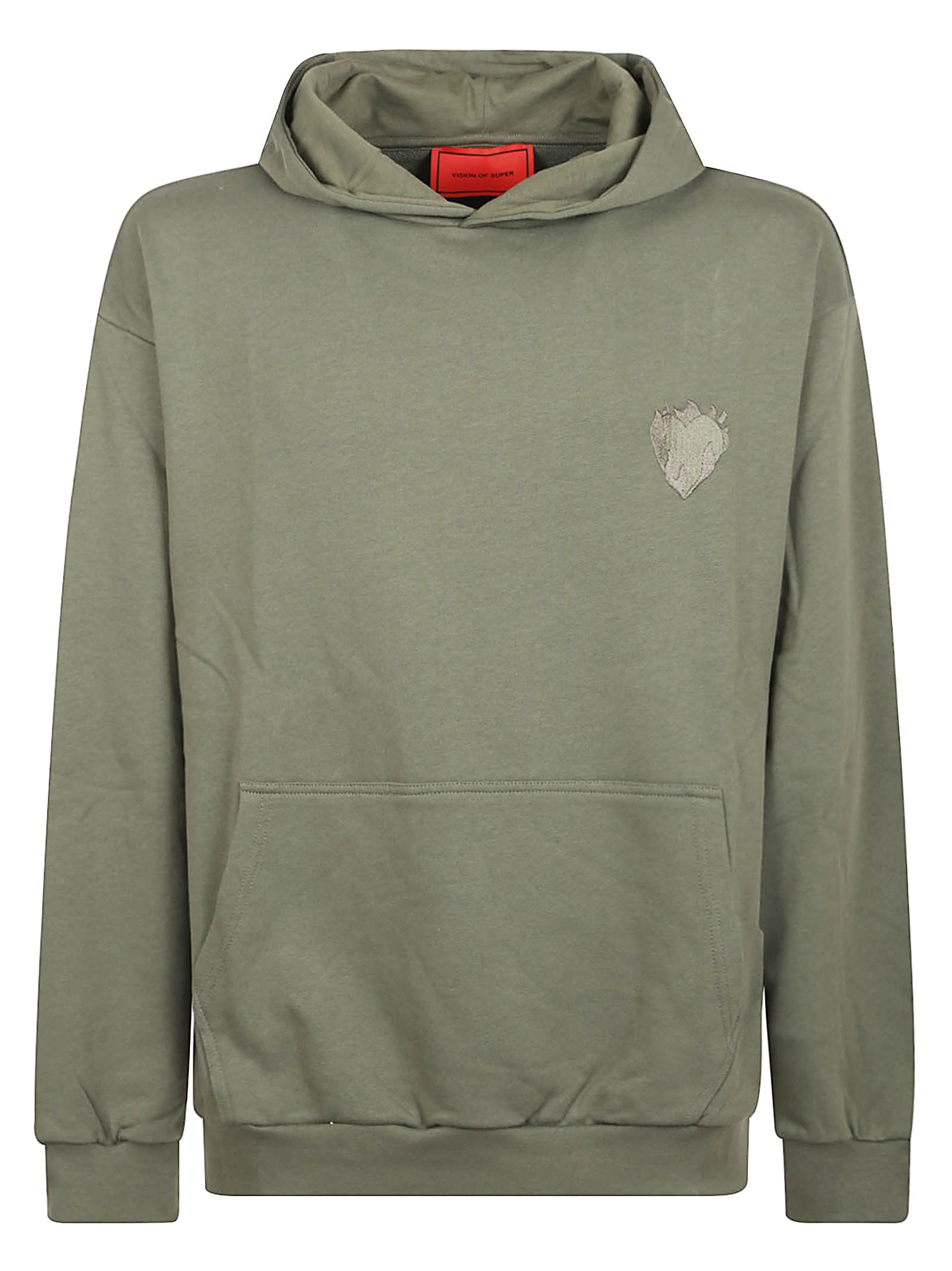 Vision of Super Green Hoodie With Embridered Flaming Heart Logo