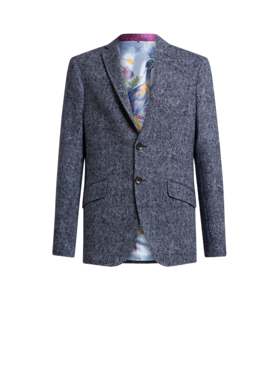 Etro, Blazer Droit En Jacquard De Laine, Homme, Bleu, Taille 62