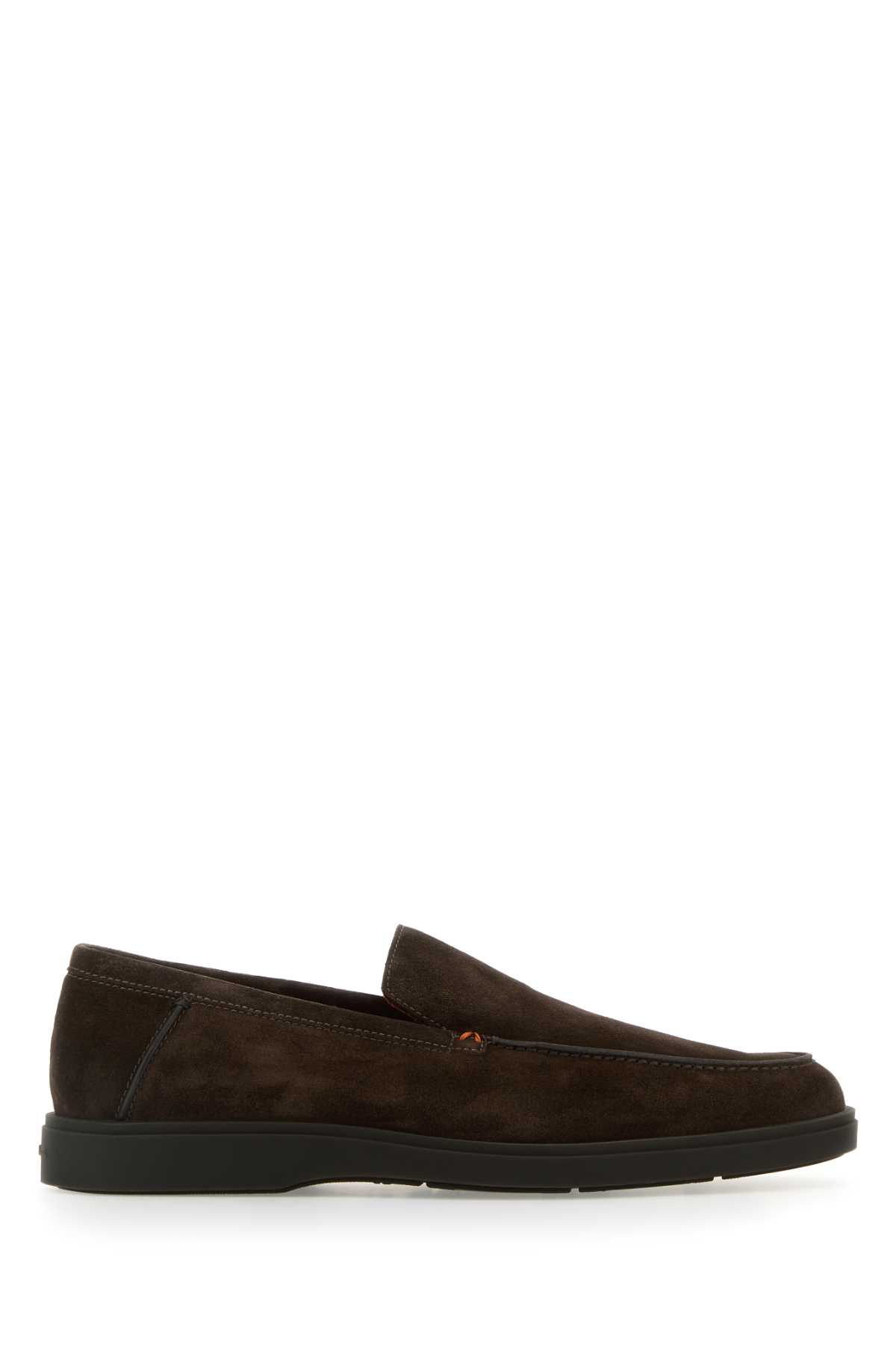 Santoni Chocolate Suede Drain Loafers
