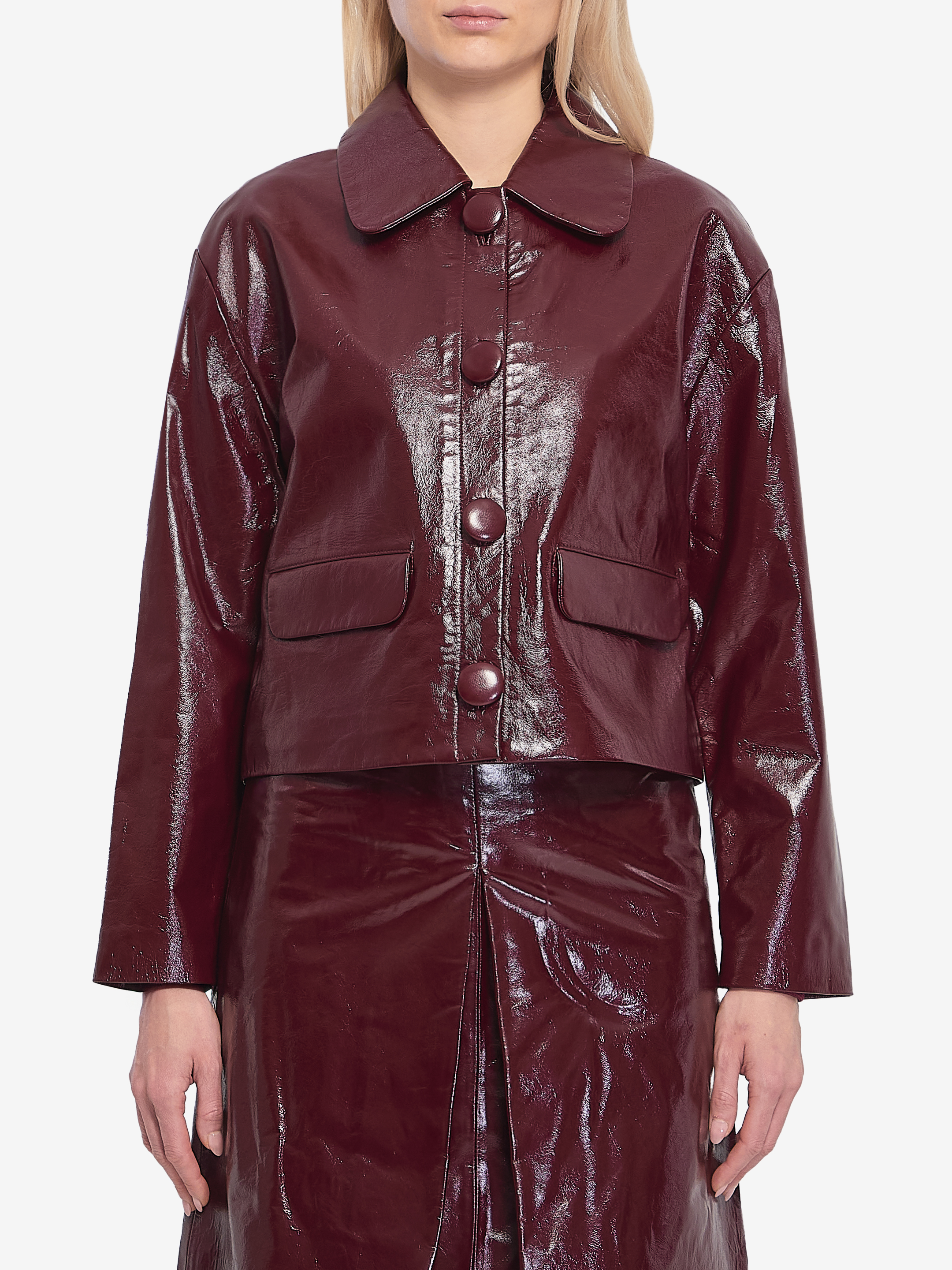 Leather cropped jacket
