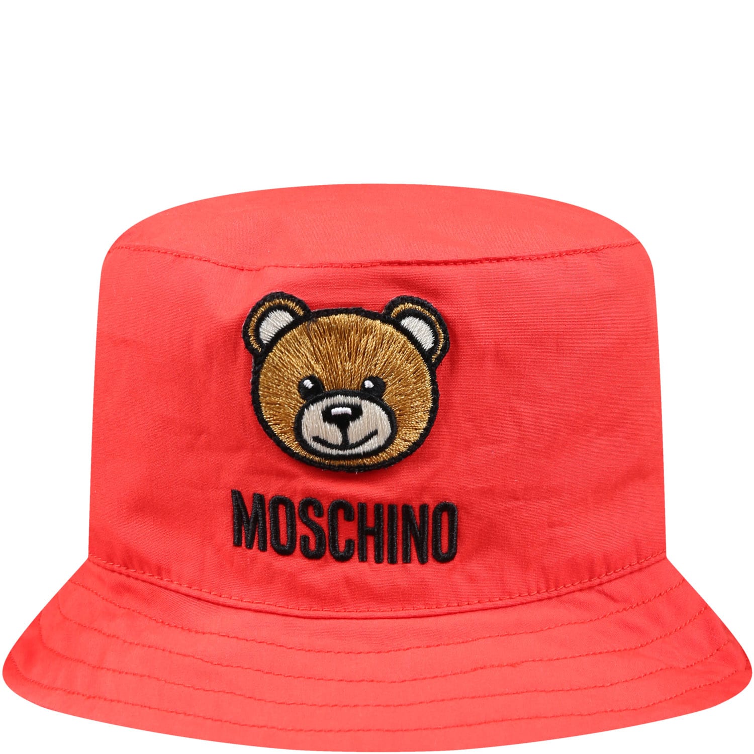 Moschino Red Cloche For Baby Kids With Teddy Bear