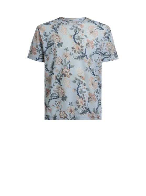 Etro, T-shirt À Imprimé Floral, Homme, Bleu, Taille XS