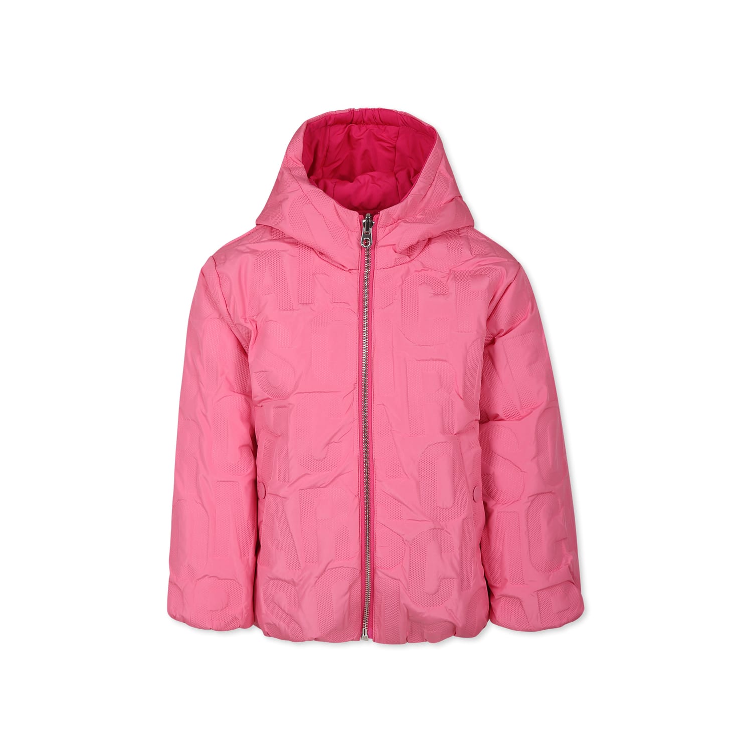 Marc Jacobs Fuchsia Reversible Down Jacket For Girl With Logo