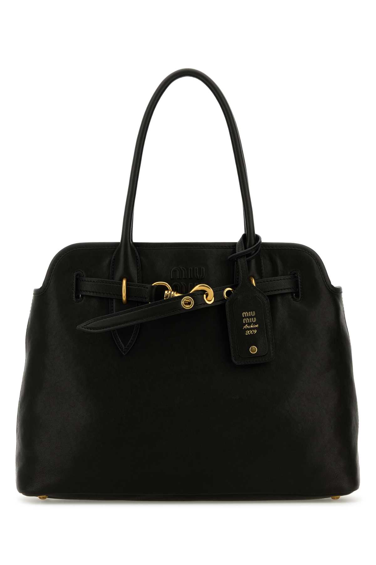 Miu Miu Black Nappa Leather Aventure Shopping Bag