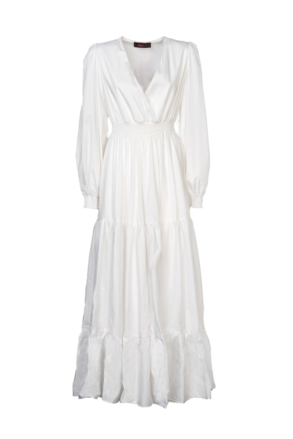 GIULIA N COUTURE Abito Lungo Bianco con Balze