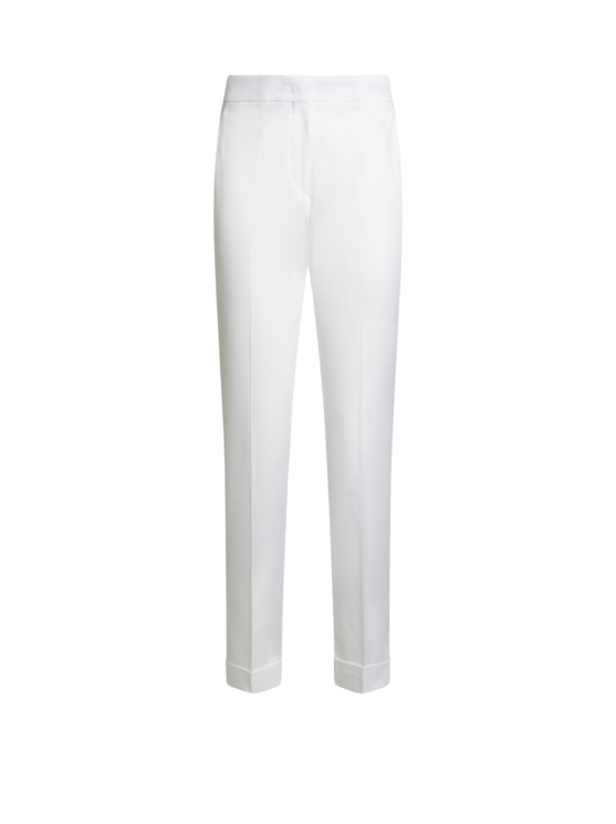 Etro, Pantalon Cropped En Coton Stretch, Femme, Blanc, Taille 50