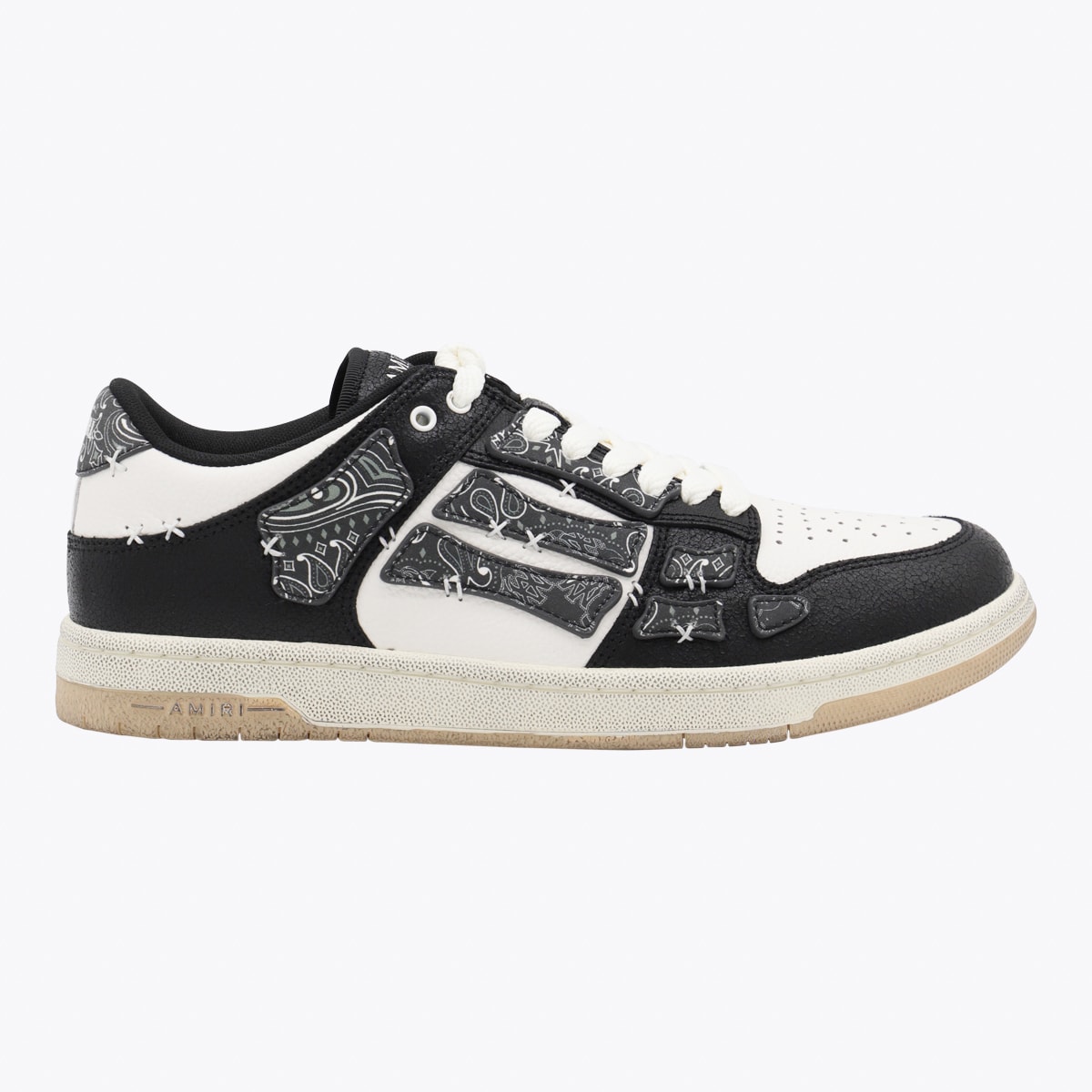 AMIRI Black And White Leather Bandana Skell Low Top Sneakers