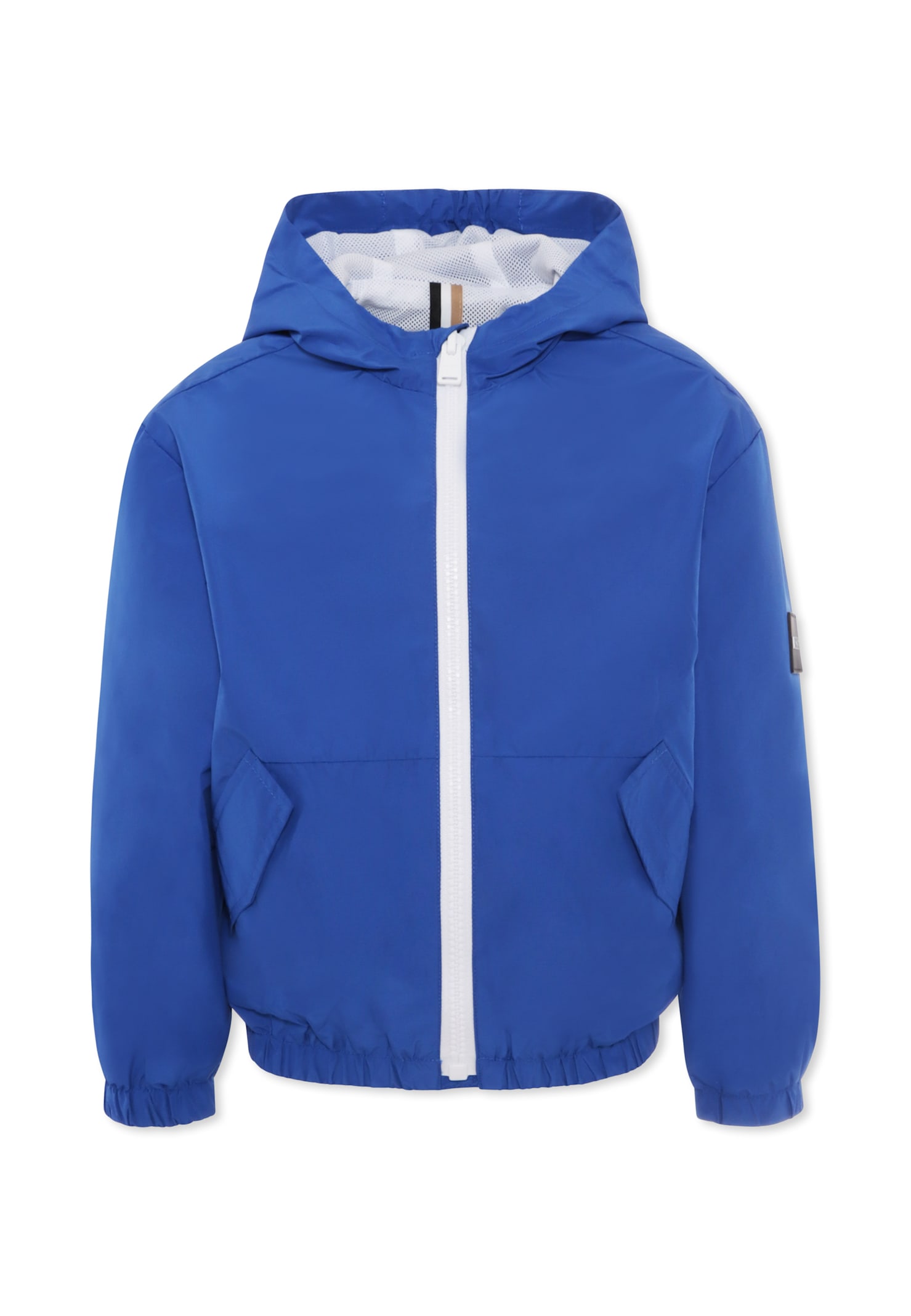 Hugo Boss Light Blue Windbreaker Jacket For Boy With Logo