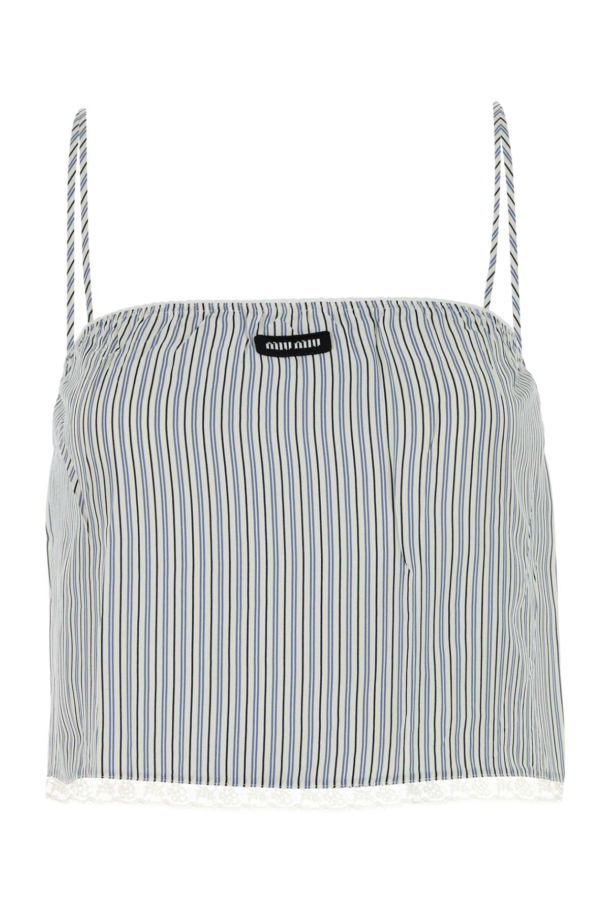 Miu Miu Embroidered Silk Tank Top