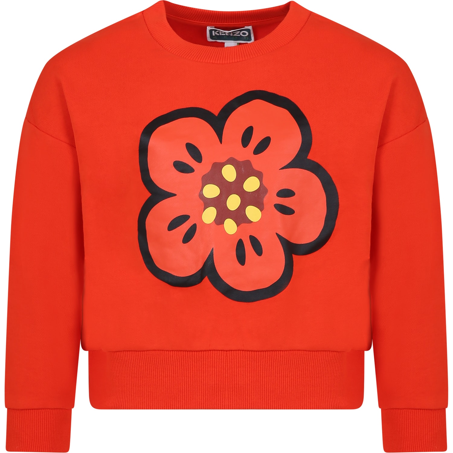 Kenzo Kids Red Sweatshirt For Girl With Flower