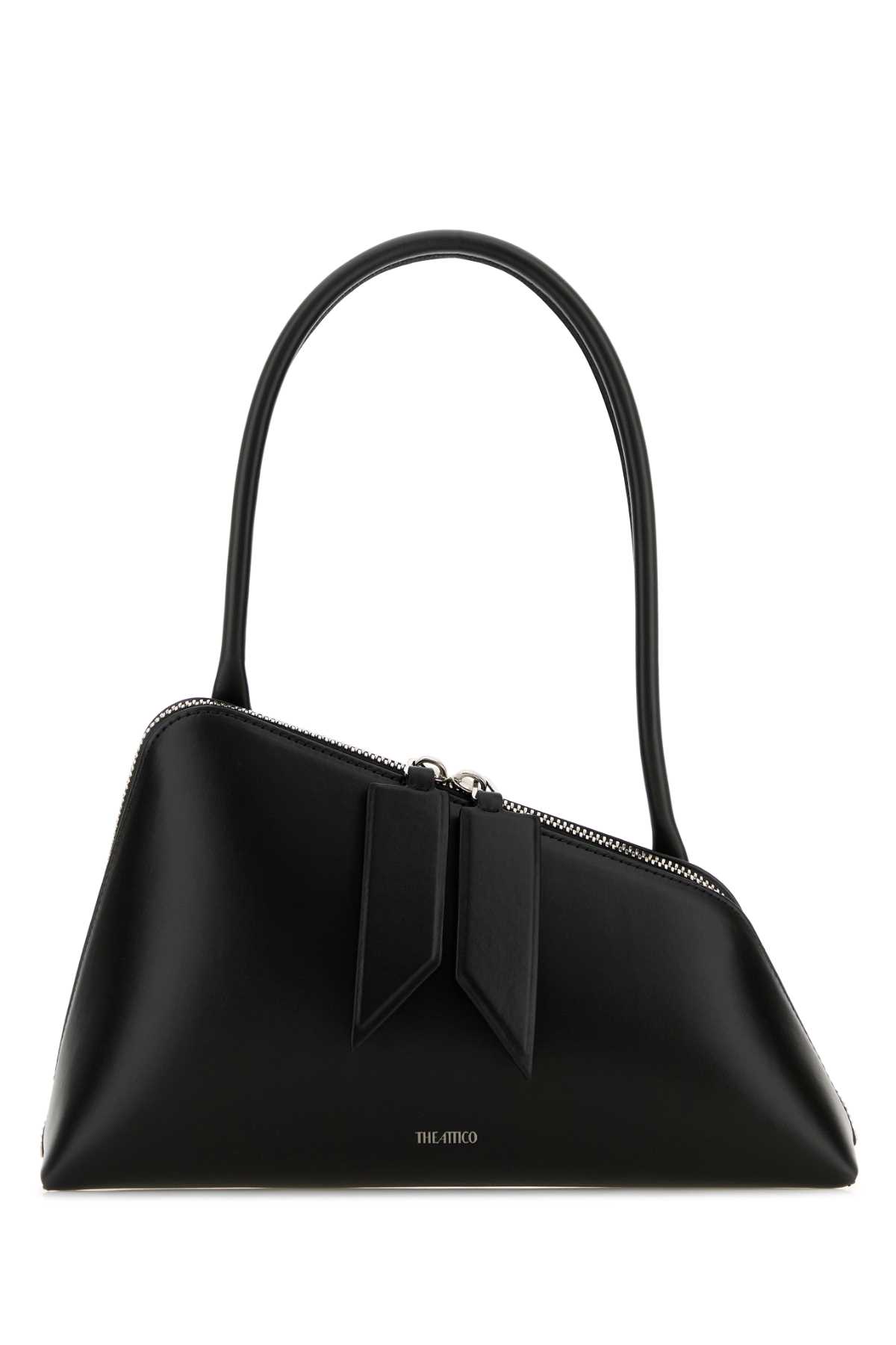 The Attico Black Leather Sunrise Shoulder Bag