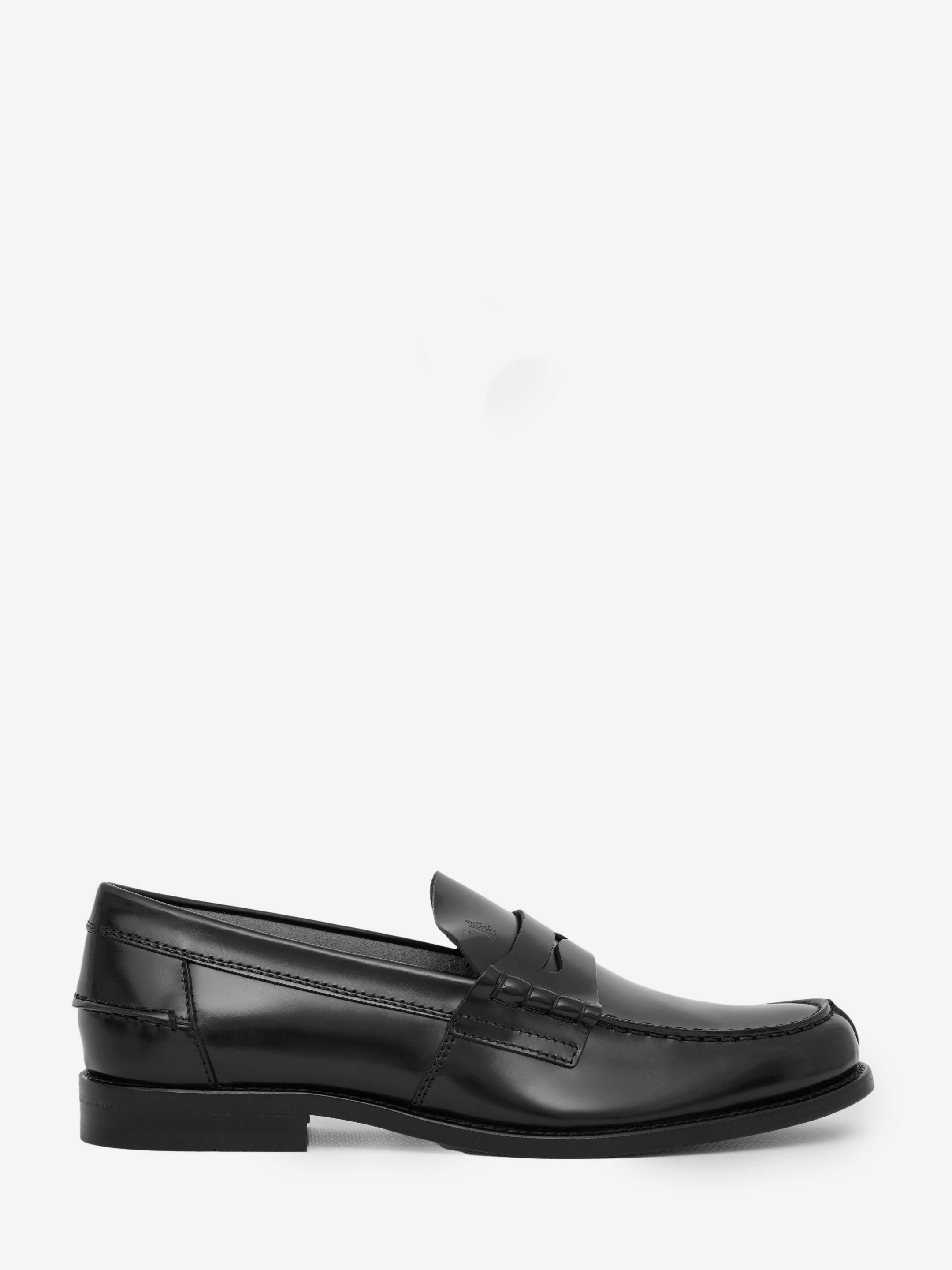 Black leather loafers