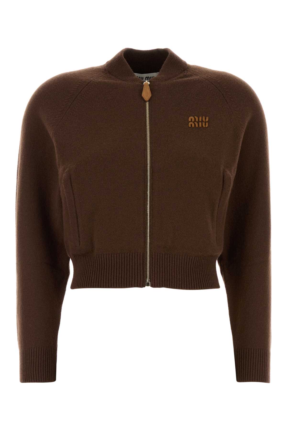 Miu Miu Brown Stretch Cashmere Blend Cardigan