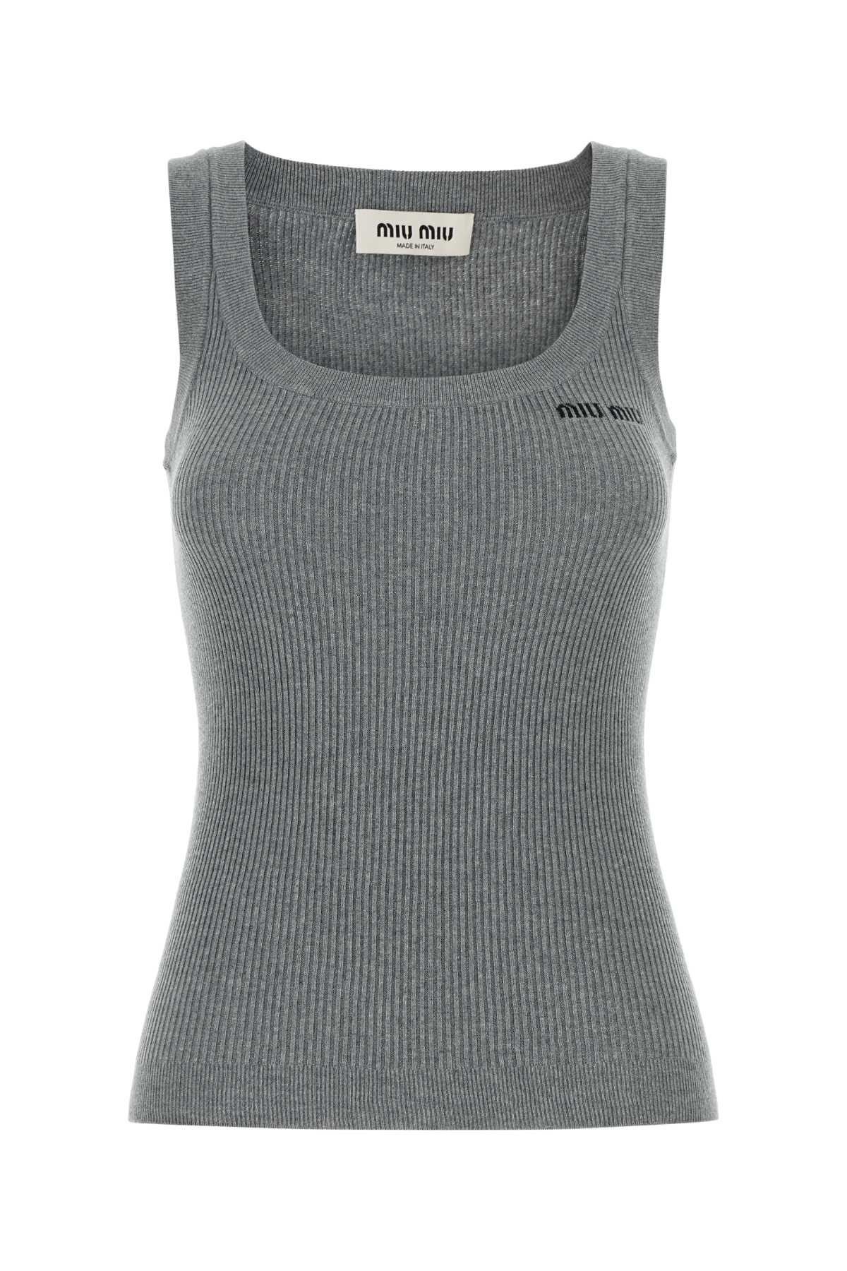 Miu Miu Grey Cotton Tank Top