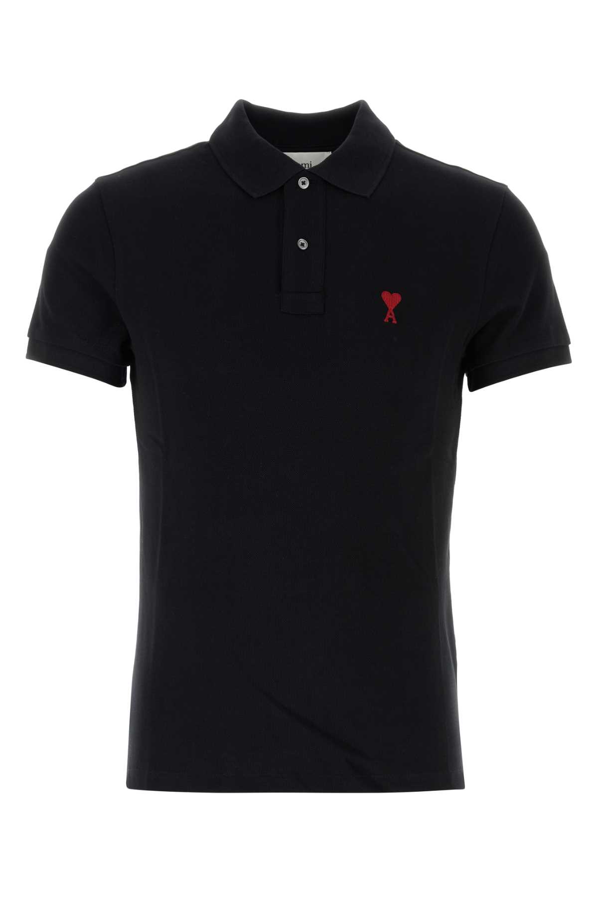Ami Alexandre Mattiussi Black Piquet Polo Shirt