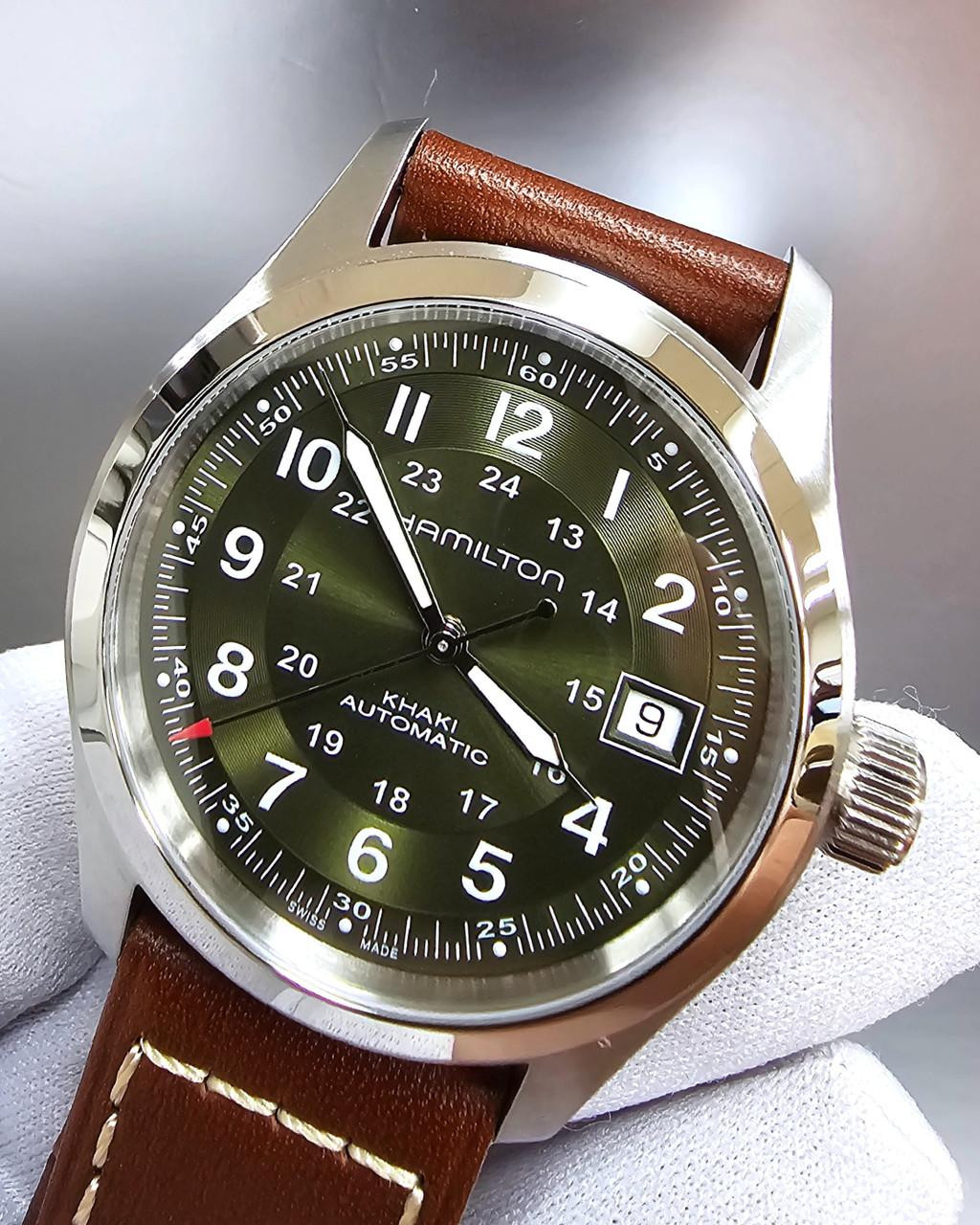 HAMILTON Khaki Field Automatic 38 MM Green Dial Leather Men's Watch H70455560