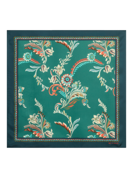 Etro, Foulard En Soie Imprimée, Homme, Vert