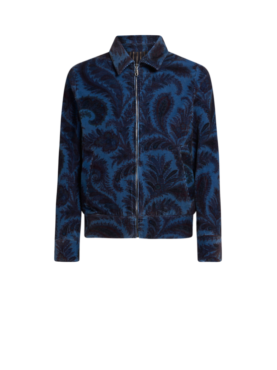 Etro, Bomber En Velours Imprimé, Homme, Bleu, Taille XS
