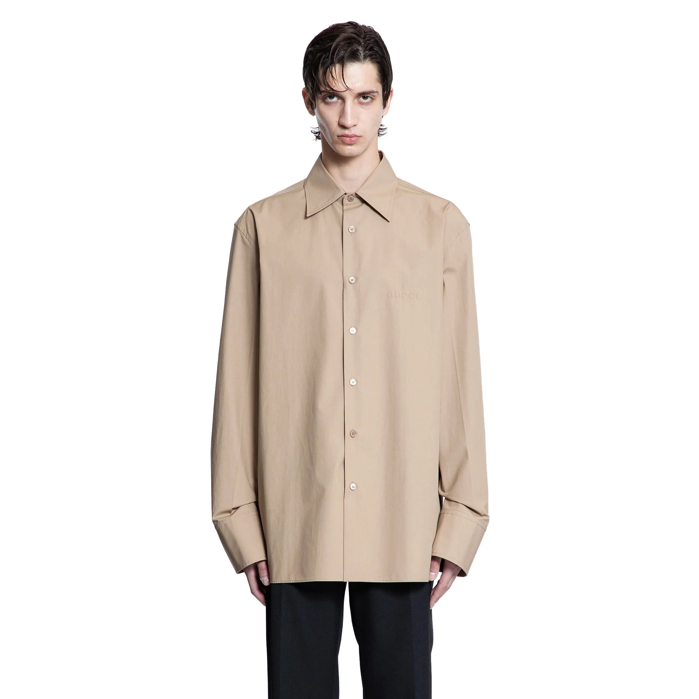 Embossed Logo Cotton Poplin Shirt