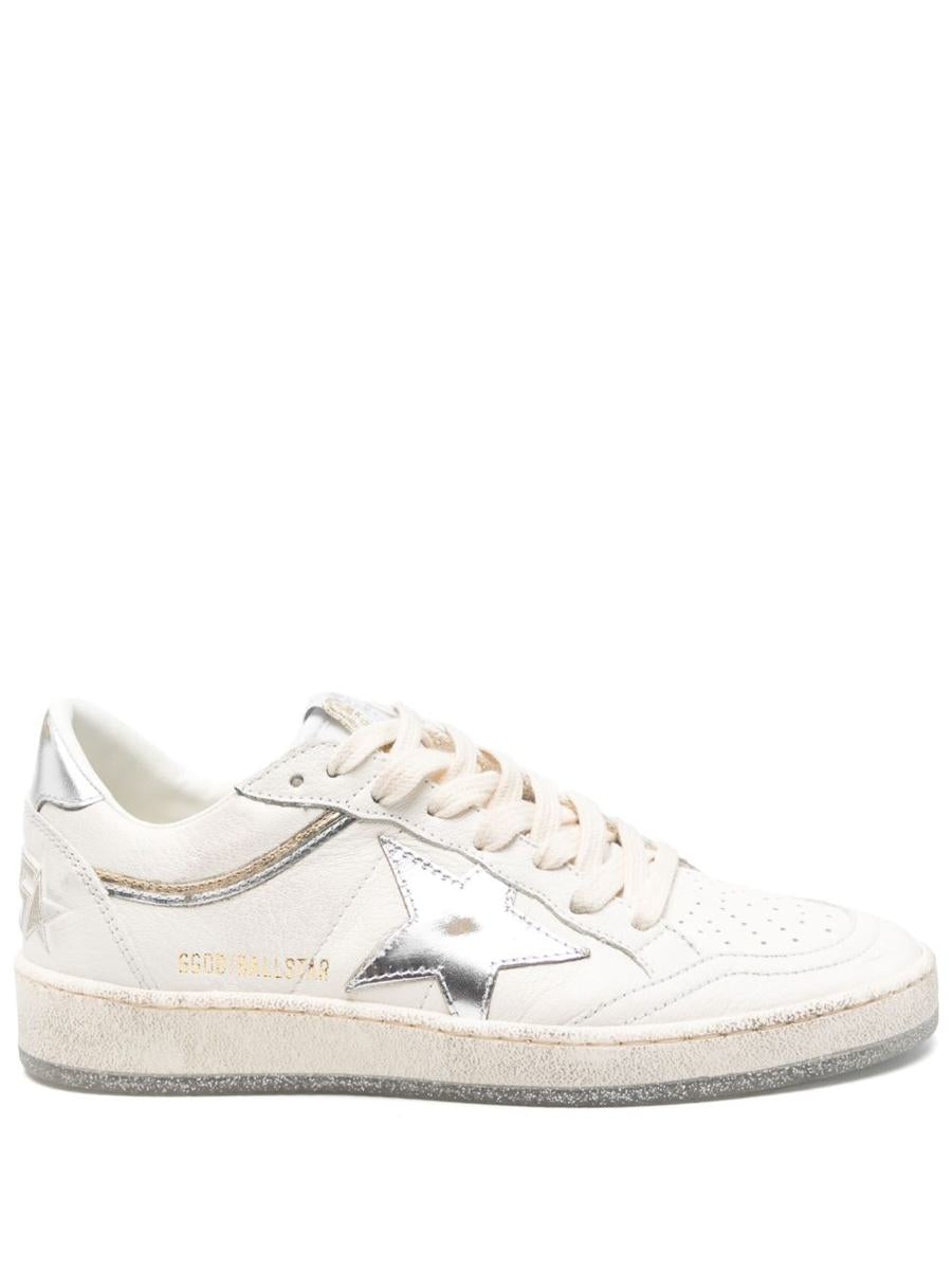 Golden Goose 'Ball Star' Sneakers In White And Silver