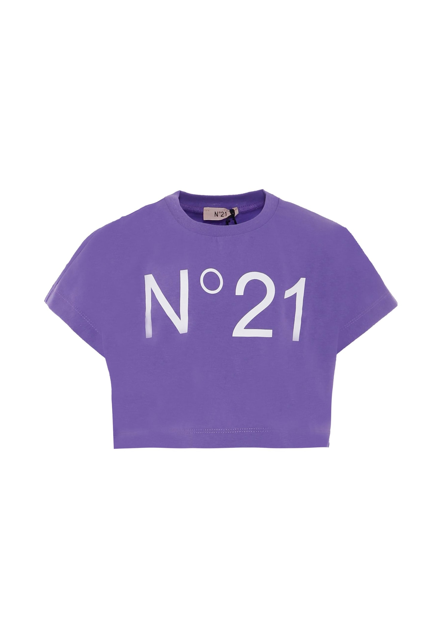 N.21 Purple T-shirt For Girl With Logo