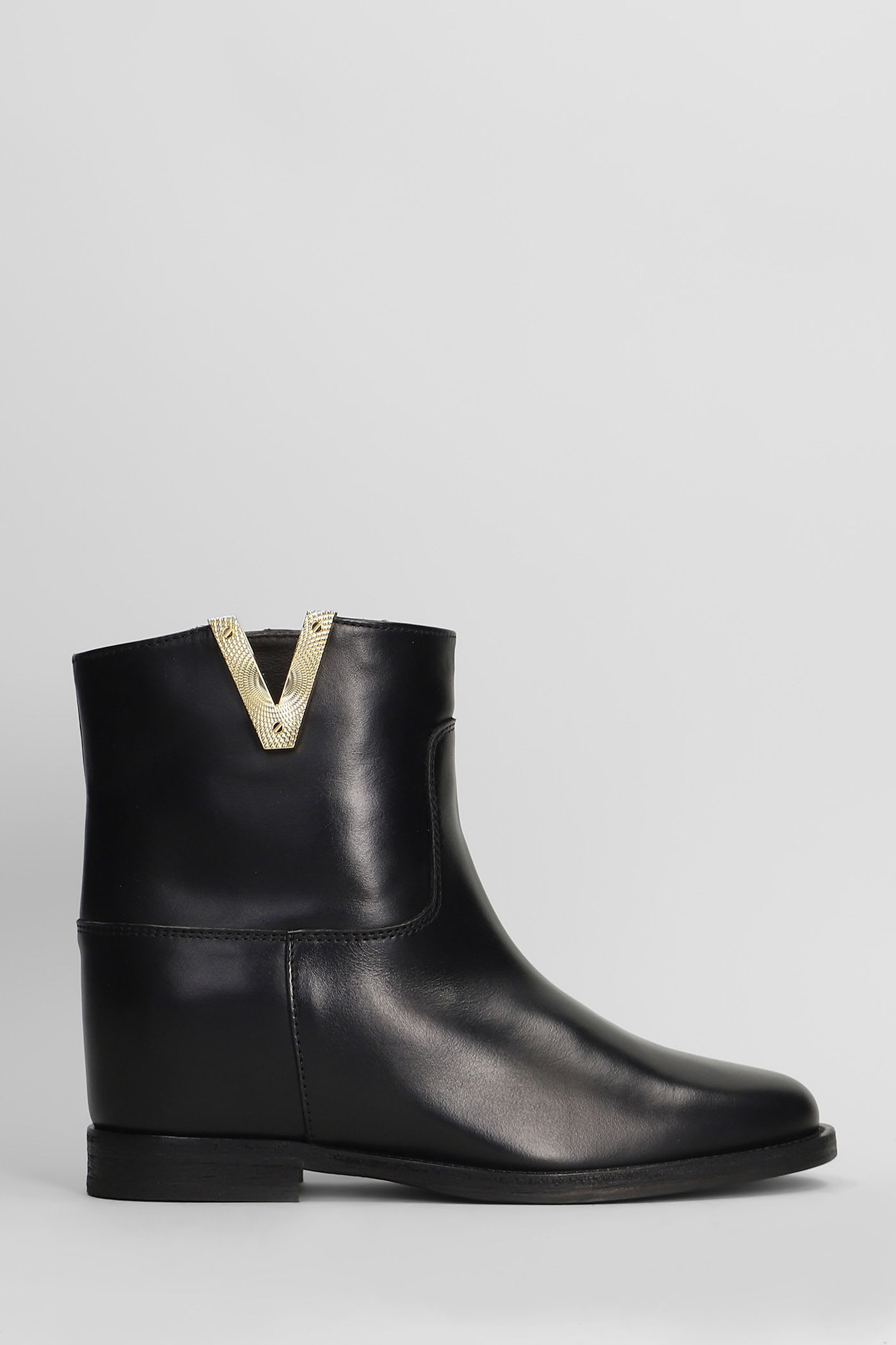 Via Roma 15 Ankle Boots Inside Wedge In Black Leather