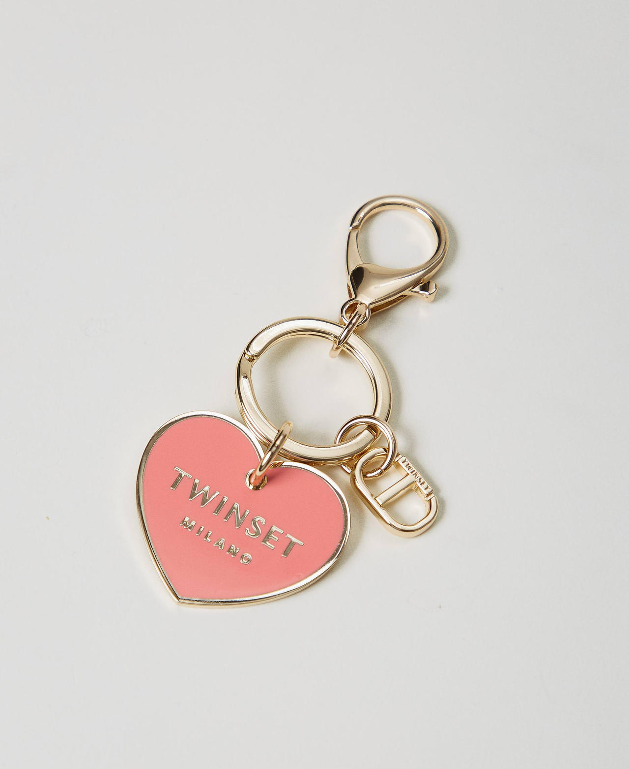 Twinset Accessoires - Porte-clés en caur avec logo, Coralline, Taille Unique