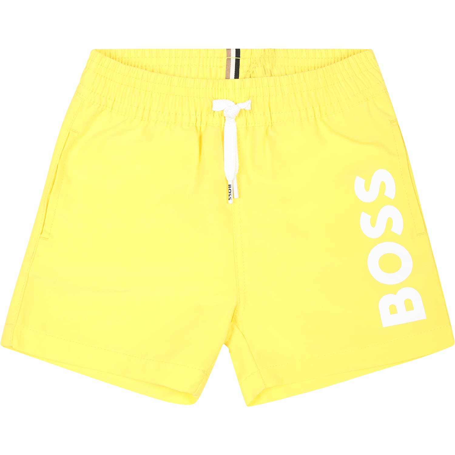 Hugo Boss Yellow Swim Shorts For Baby Boy With Logo