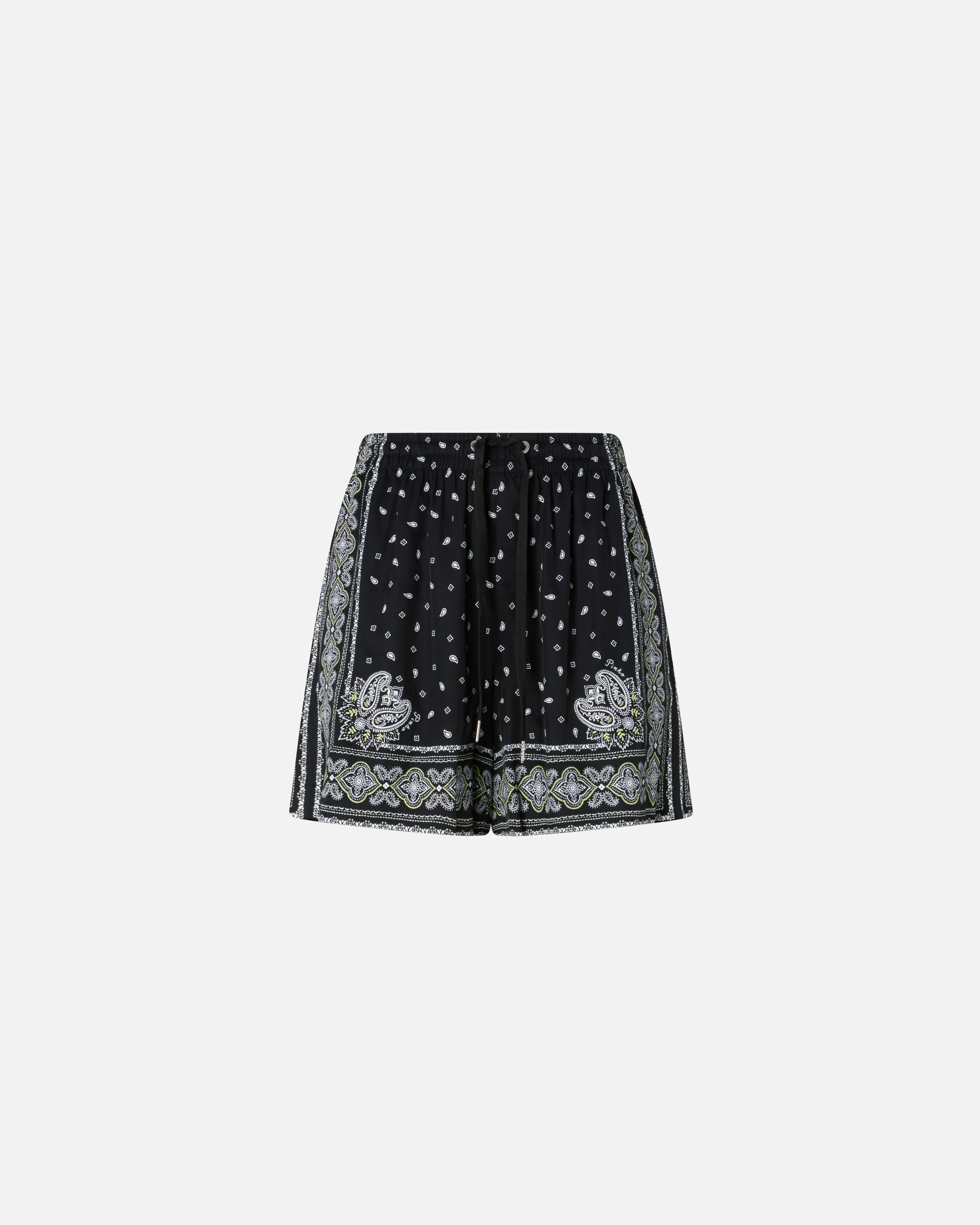 Pinko, Short à imprimé bandana, Noir/citron vert, XS