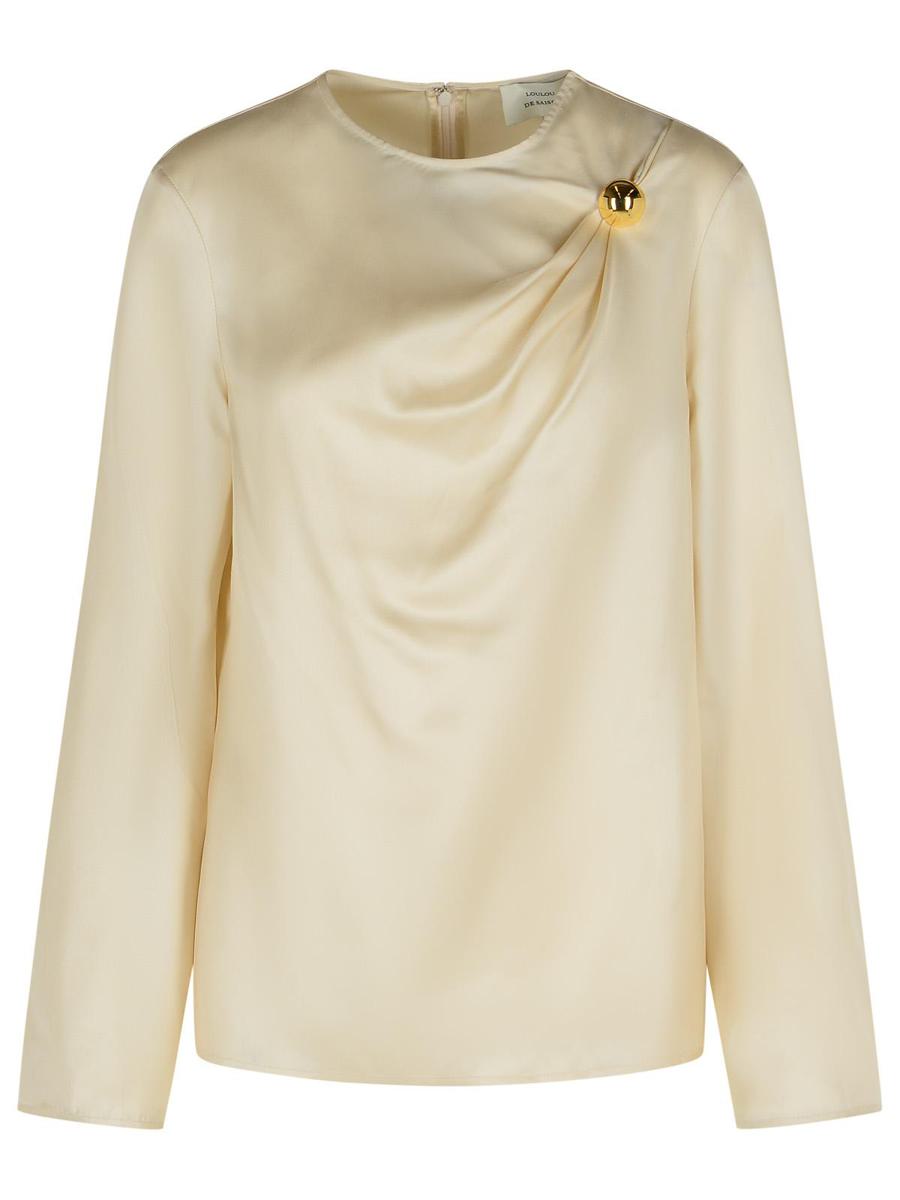 Loulou Studio 'Azae' Draped Blouse In Ivory Silk