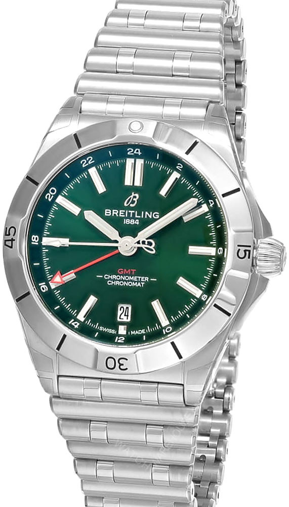 BREITLING Chronomat Automatic GMT SS 40MM Green Dial Men's Watch A32398101L1A1