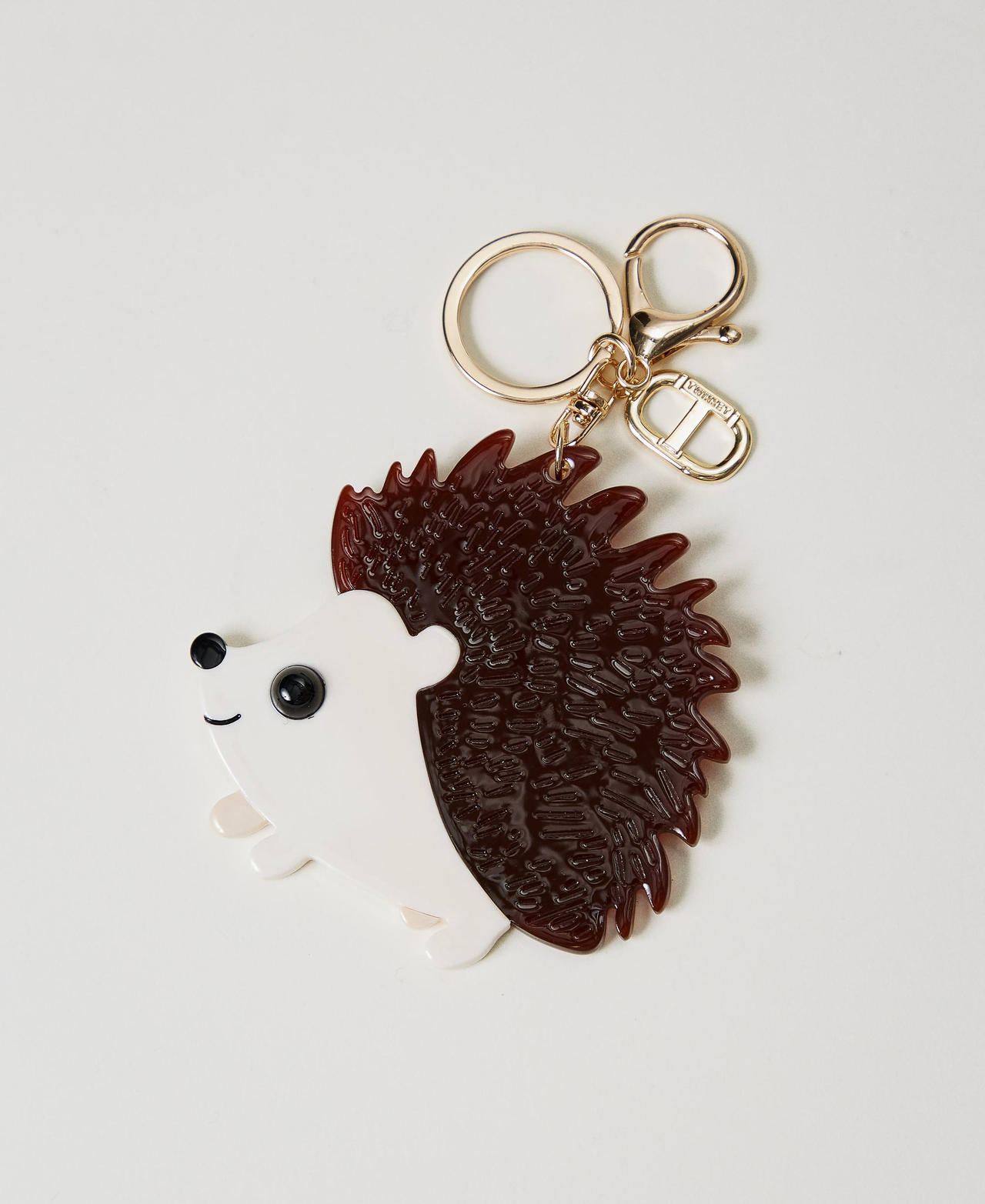 Twinset Accessoires - Porte-clés hérisson avec Oval T, Bicolore Coffee Bean/Nacre, Taille Unique