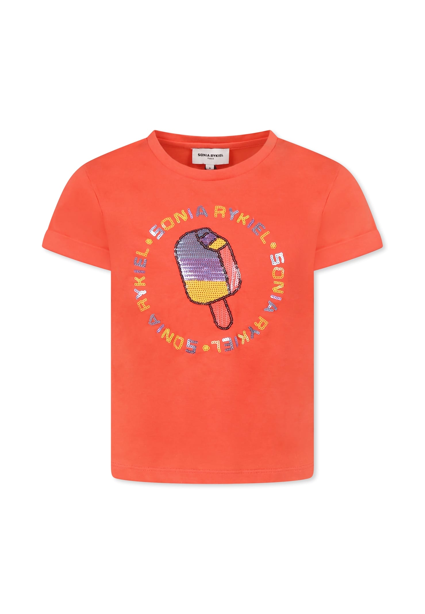 Rykiel Enfant Red T-shirt For Girl With Ice Cream
