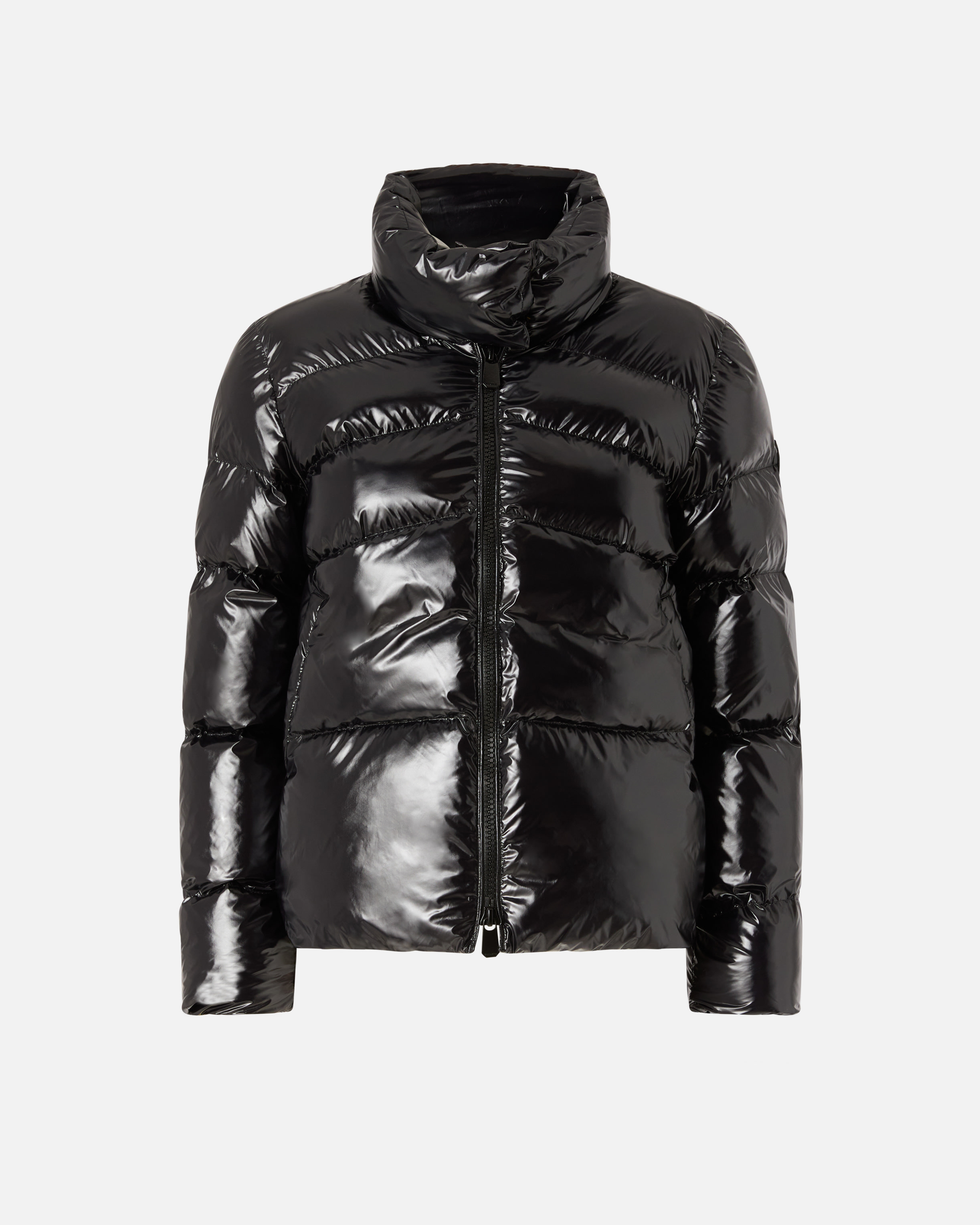 Pinko, Padded crystal nylon pea coat, Noir limousine, 36