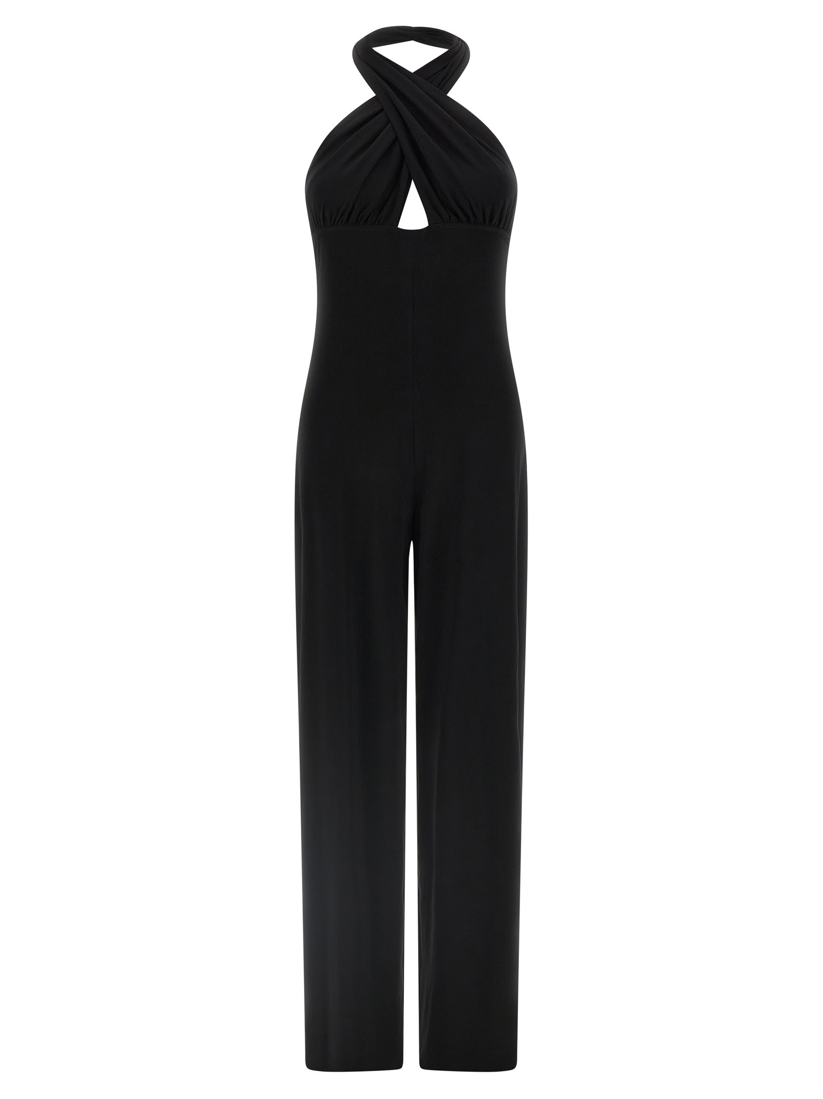 Norma Kamali cross Halter Straight Leg Jumpsuit