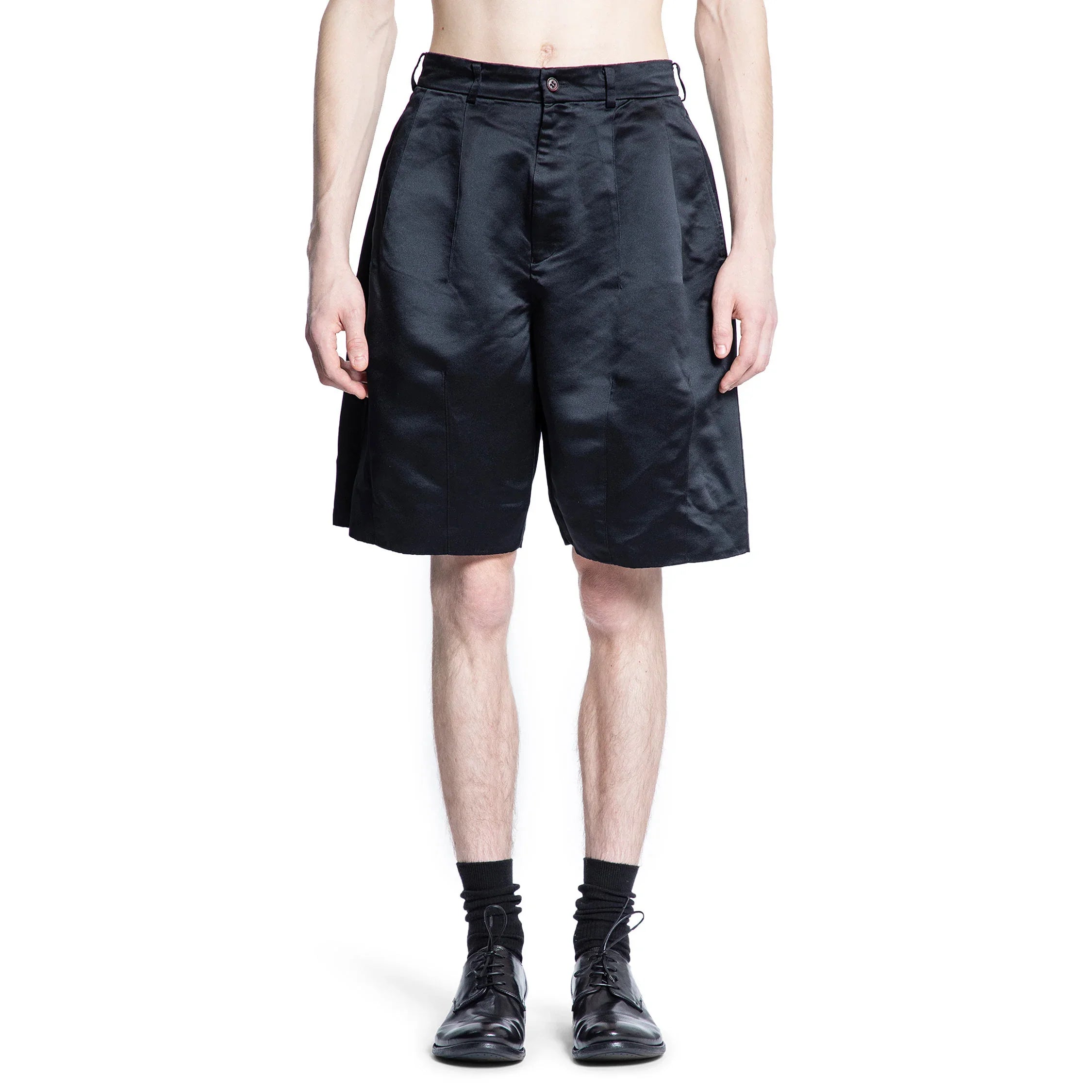Pleated Satin Shorts