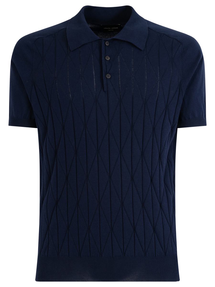 Roberto Collina Diamond Pattern Cotton Polo Shirt Clothing