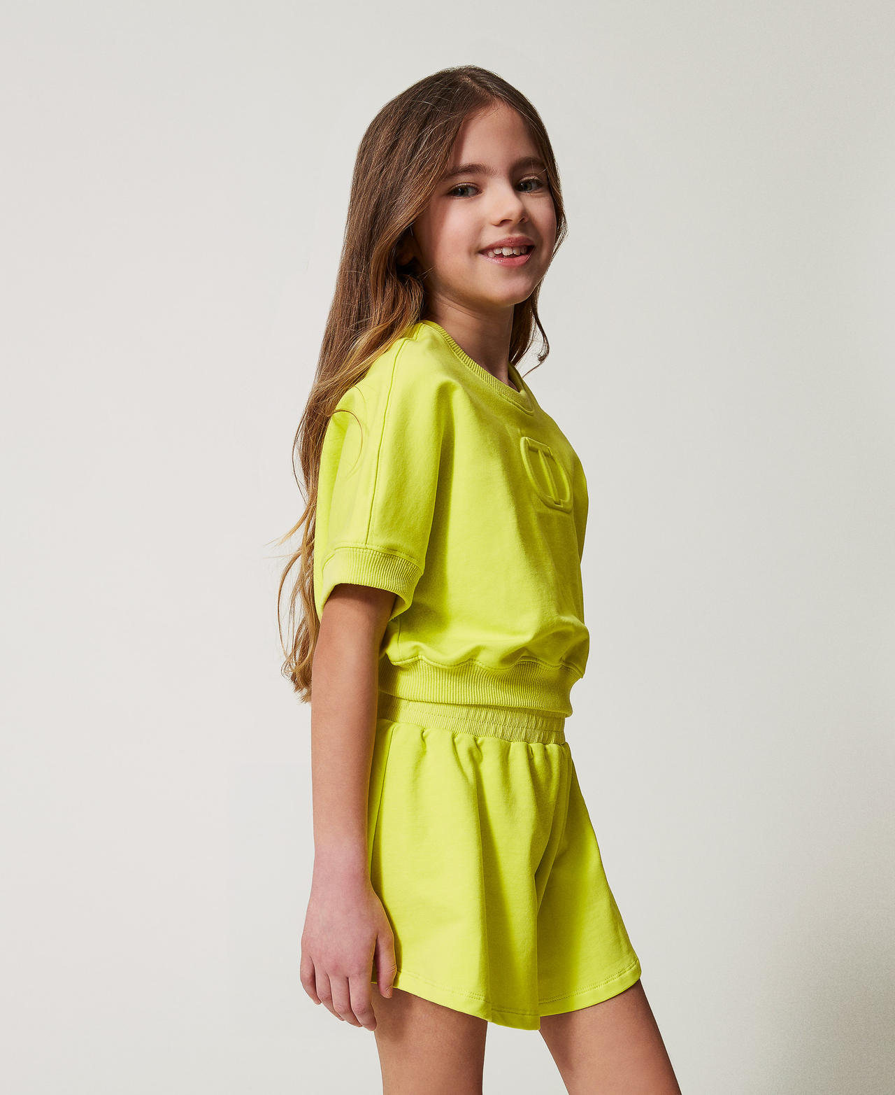 Twinset Sweat-shirts - Sweat-shirt avec Oval T et short, Yellow Plum, Coton, Taille: 3A